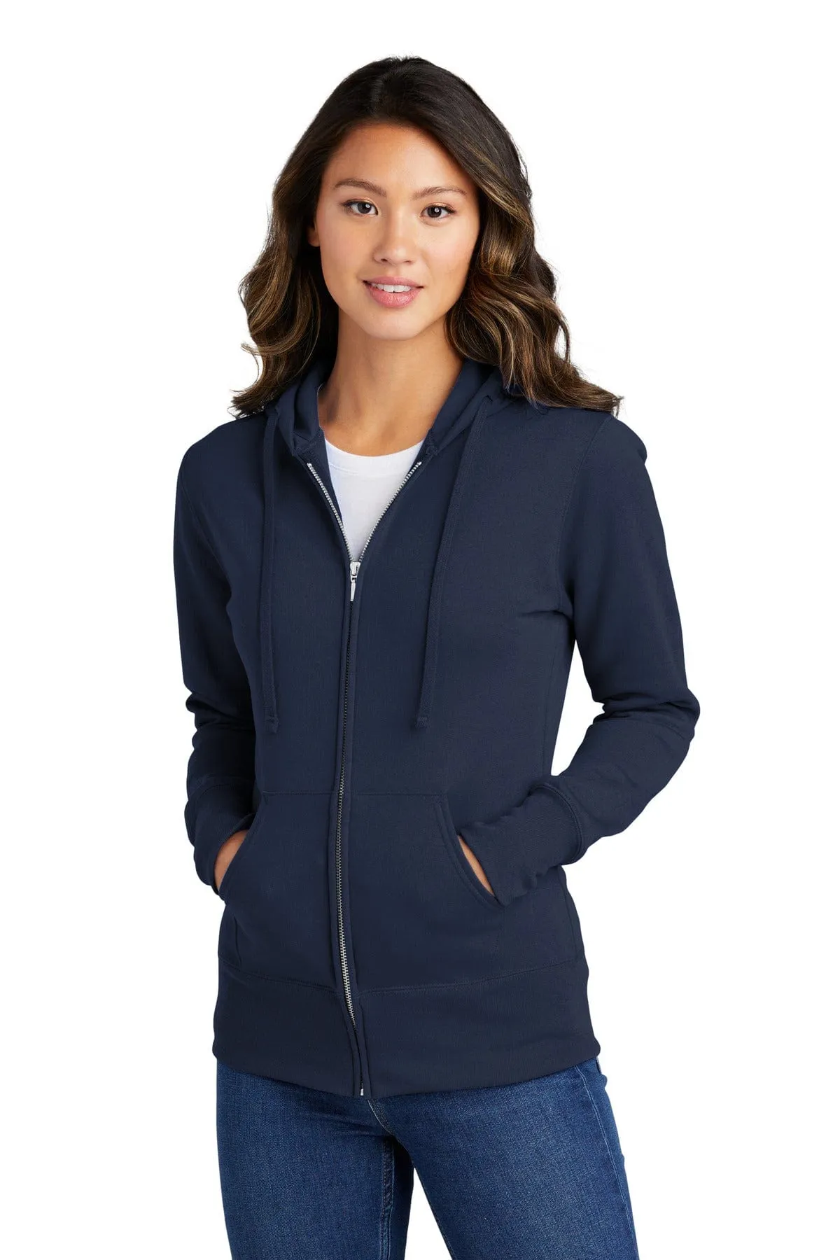 Port & Company ®  Ladies Core Fleece Full-Zip Hooded Sweatshirt. LPC78ZH