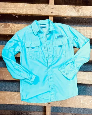 "KC" Columbia PFG Youth Aqua Long Sleeve Top Size:YM