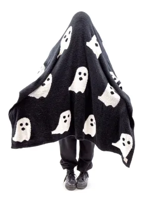 Reversible Ghost Throw Blanket- Black
