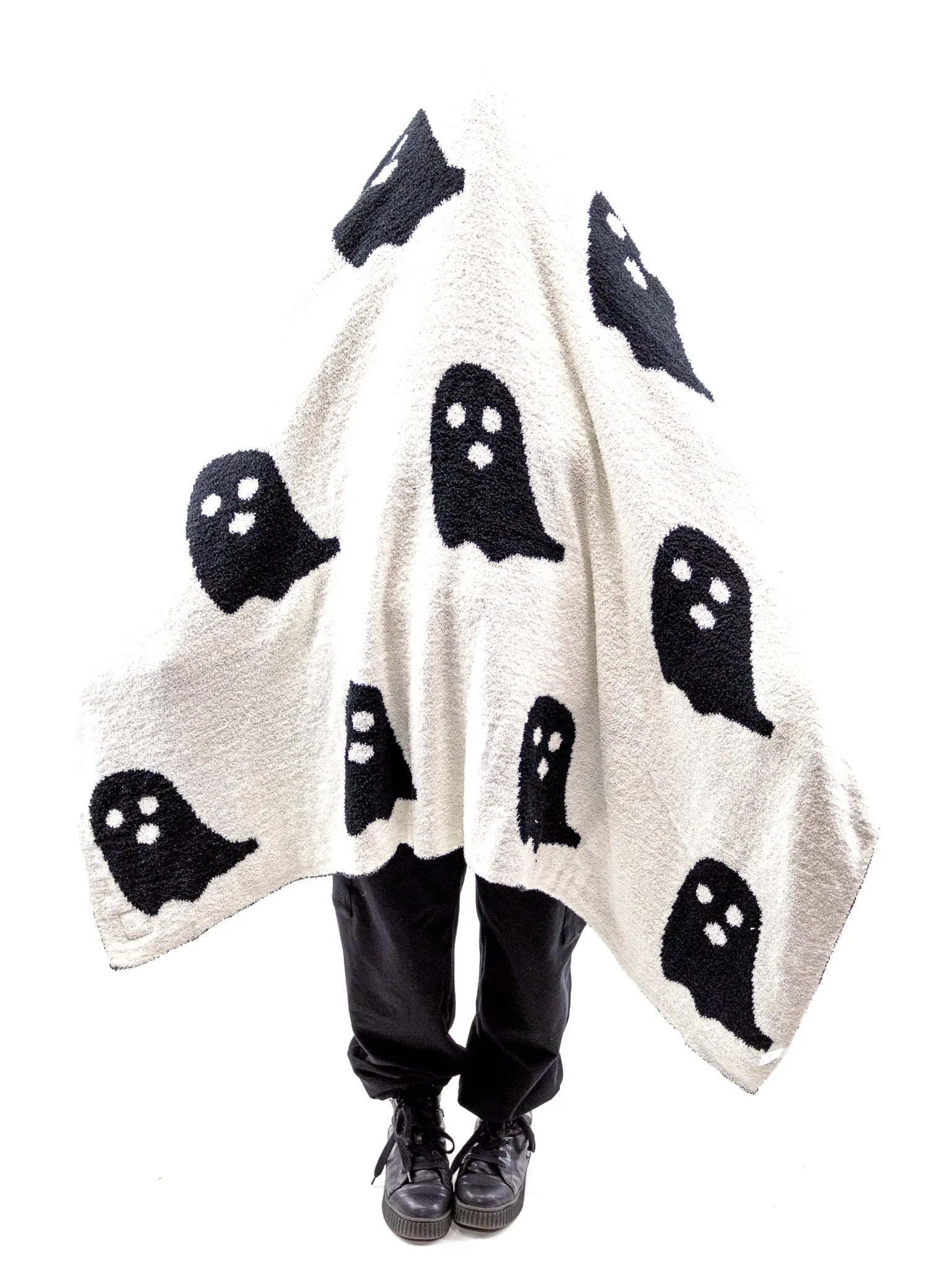 Reversible Ghost Throw Blanket- Black