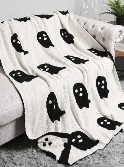 Reversible Ghost Throw Blanket- Black