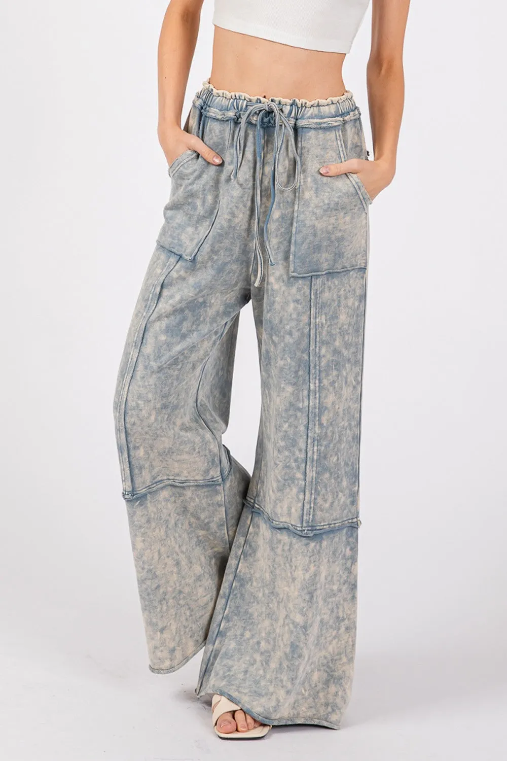 SAGE   FIG Mineral Washed Terry Wide Leg Pants