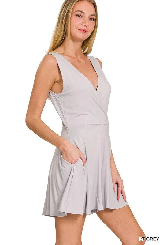 Sammi Surplice Pocketed Romper - 8 Colors