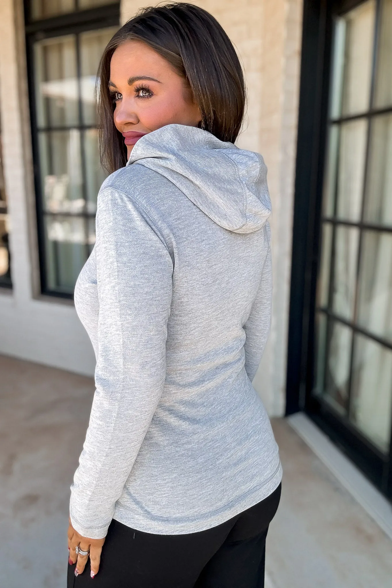 Slim Fit Heather Grey Hooded Pullover