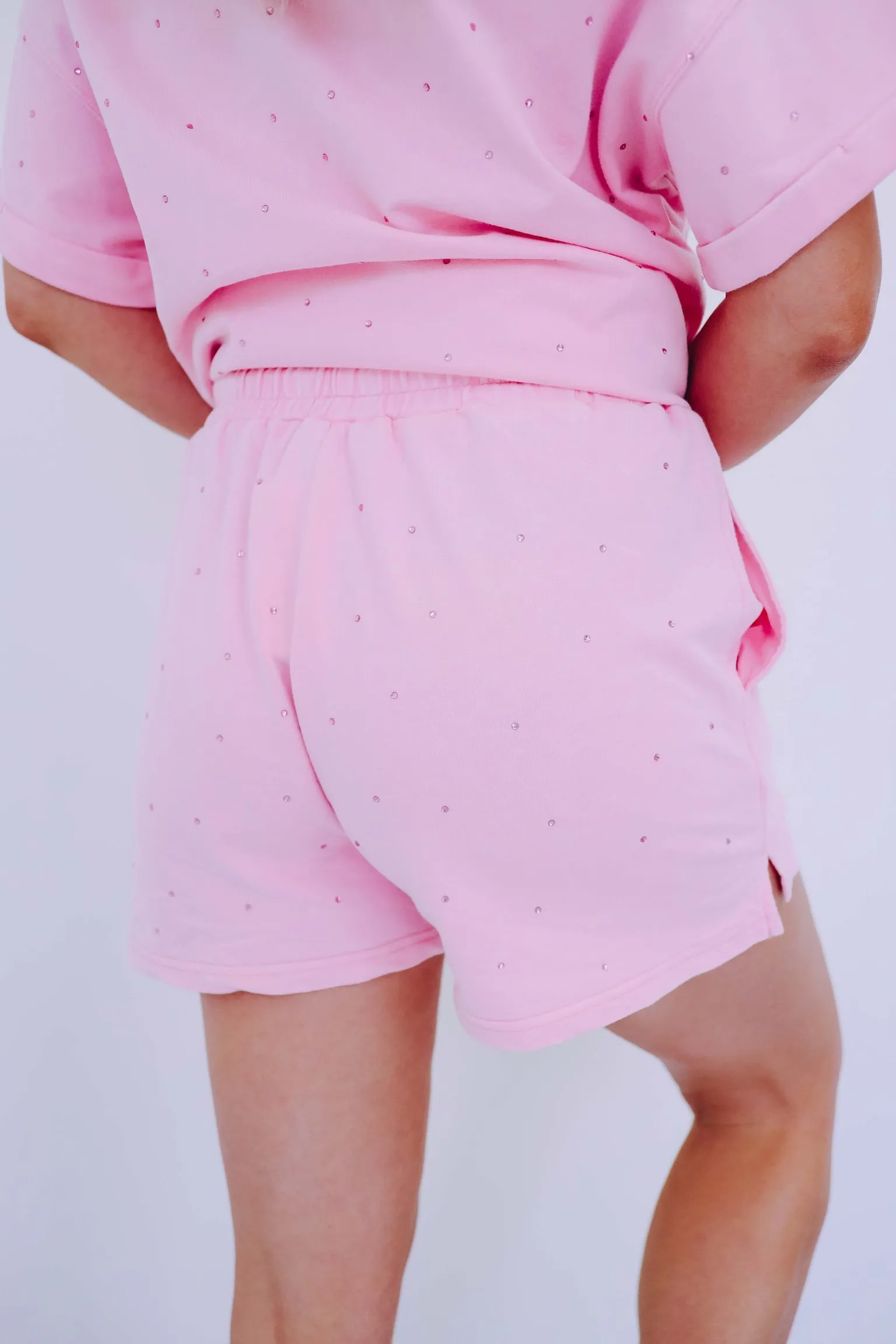 Sparkle On Pocketed Shorts- Pink