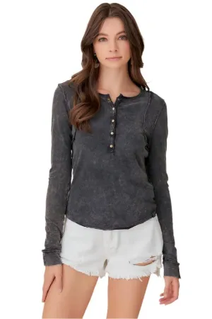 TEEK - Button-Up Front Raw Edge Top