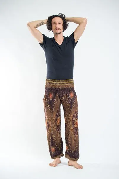 Unisex Peacock Eye Harem Pants in Brown