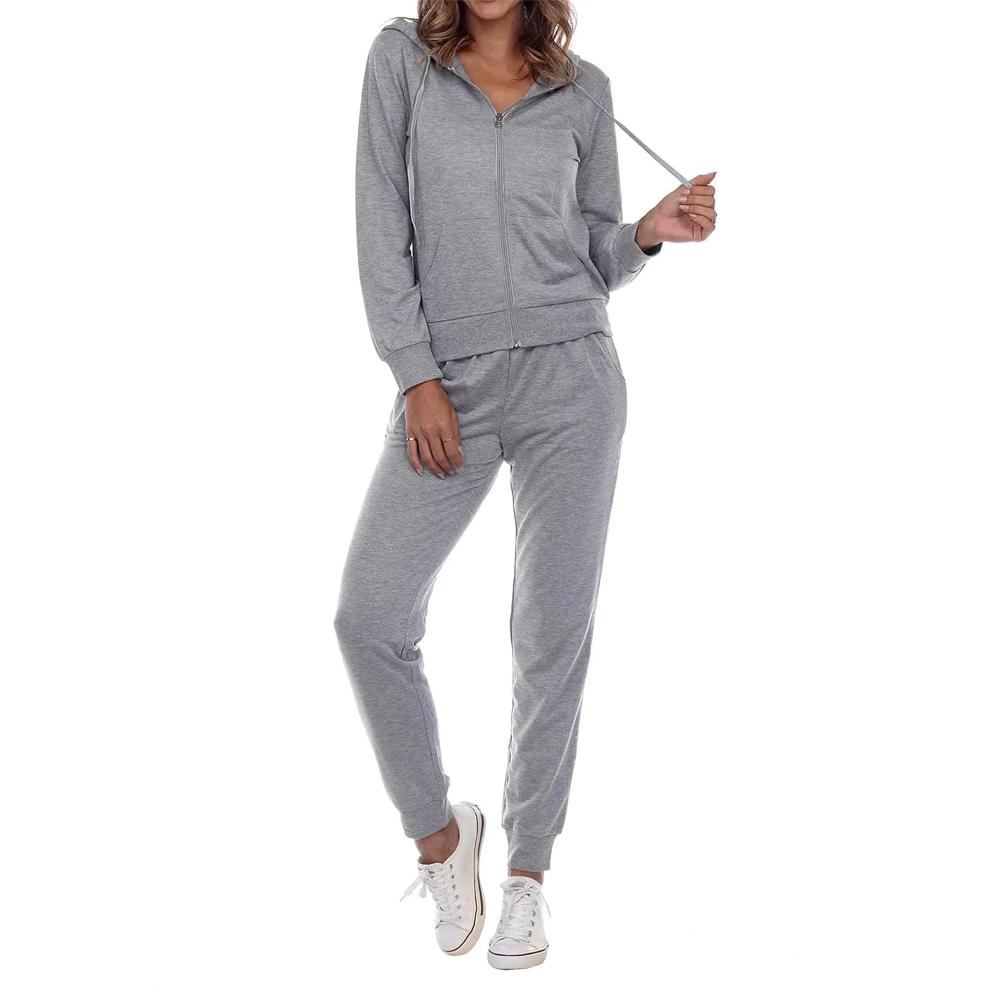 Women's 2-Piece Hoodie Sweatshirt & Jogger Pants Lounge Active Gym Yoga Set